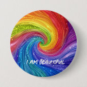 Ich bin eine schöne digitale Kunst Button (Vorderseite)