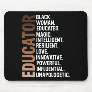 Ich bin eine schwarze Erzieherin Afro-Frau Schwarz Mousepad