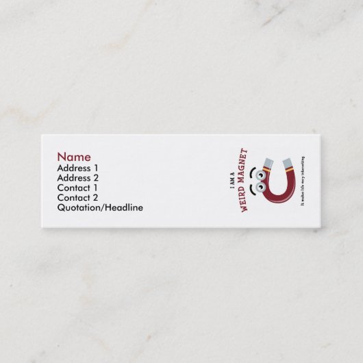 Ich bin eine sonderbare mini visitenkarte (Vorderseite)