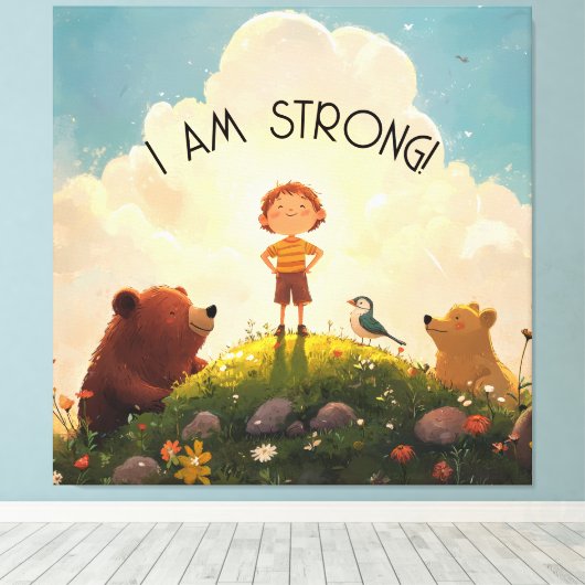 Ich bin eine starke Jungs-Bestätigung Leinwanddruck (Insitu (Holzboden))
