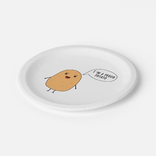 Ich bin eine stolze Kartoffel Pappteller (Schrägansicht)