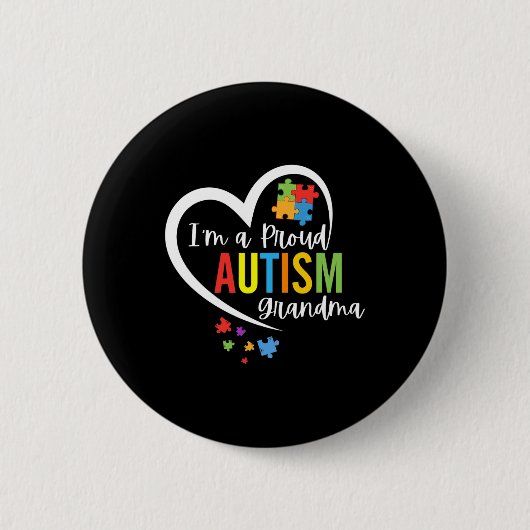 Ich bin eine stolze Oma Liebe Herz Autismus Bewuss Button (Vorderseite)