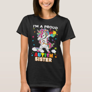 Ich bin eine stolze Schwester Dabbing Unicorn Auti T-Shirt