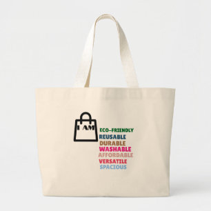 Ich BIN - eine Tasche, die Kraft spricht." Jumbo Stoffbeutel