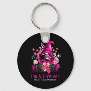 Ich bin eine Überlebende Gnome Pink Ribbon Brustkr Schlüsselanhänger