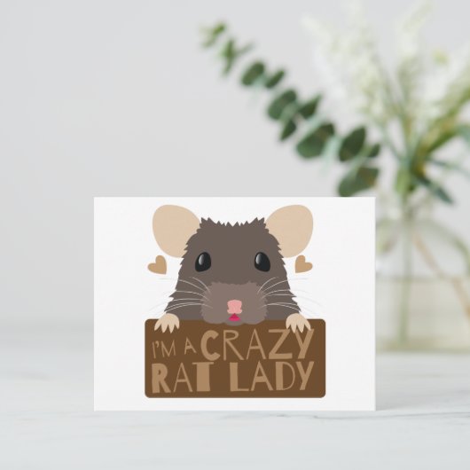 Ich bin eine verrückte Ratte-Dame Postkarte (Stehend Vorderseite)