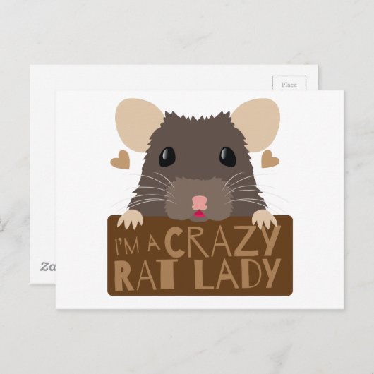 Ich bin eine verrückte Ratte-Dame Postkarte (Vorne/Hinten)