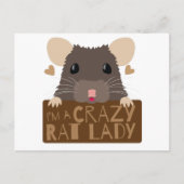 Ich bin eine verrückte Ratte-Dame Postkarte (Vorderseite)