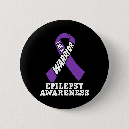 Ich bin eine Warrior Epilepsie Awareness Ribbon-Kr Button (Vorderseite)