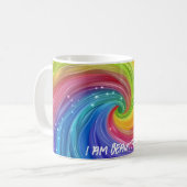 Ich bin eine wunderschöne Rainbow Digital Art Kaffeetasse (Vorderseite Links)