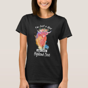 Ich bin einfach ein Mädchen, das Highland-Kühe lie T-Shirt