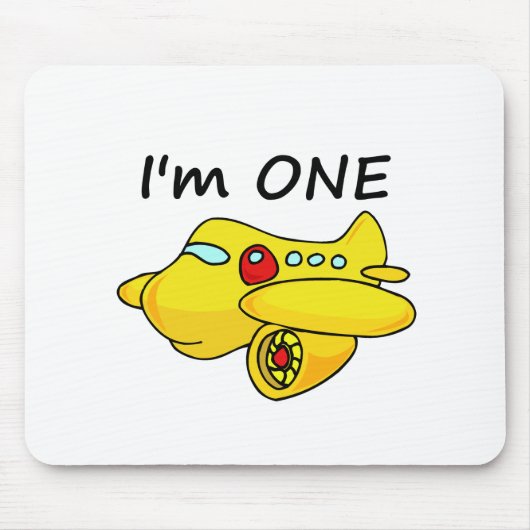 Ich bin eins, gelbes Flugzeug Mousepad (Vorne)