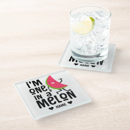 Ich bin eins in einem "Melon" Glasuntersetzer (Schrägansicht)