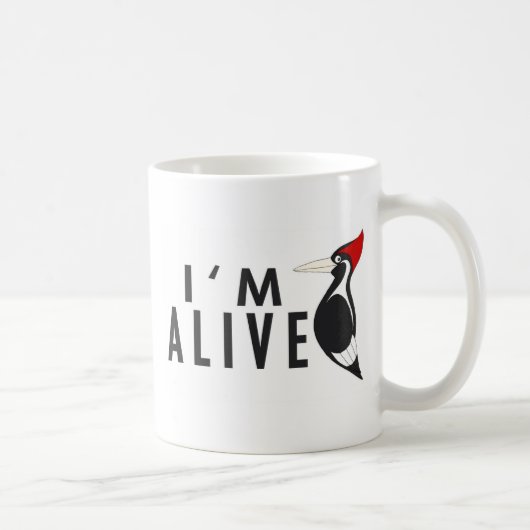 Ich bin - Elfenbein berechneter Specht lebendig Kaffeetasse (Rechts)