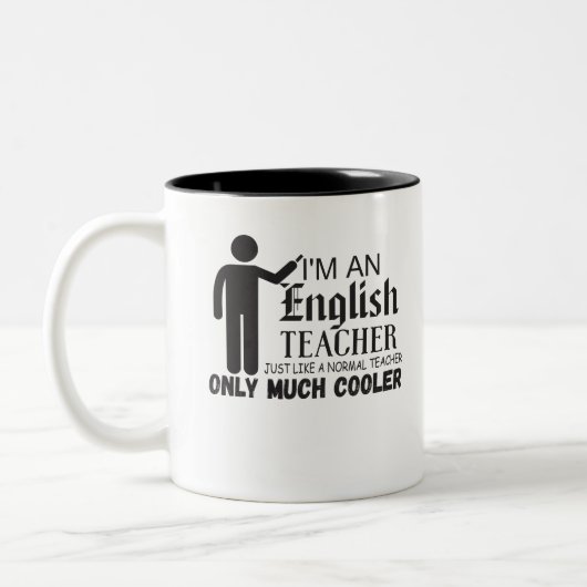 Ich bin Englischlehrerin, genau wie ein normaler L Zweifarbige Tasse (Links)