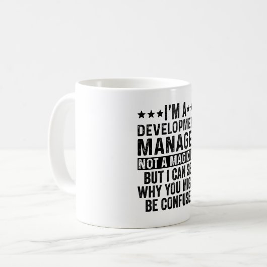 Ich bin Entwicklungsleiter und kein Magier-Funny Kaffeetasse (Vorderseite Links)