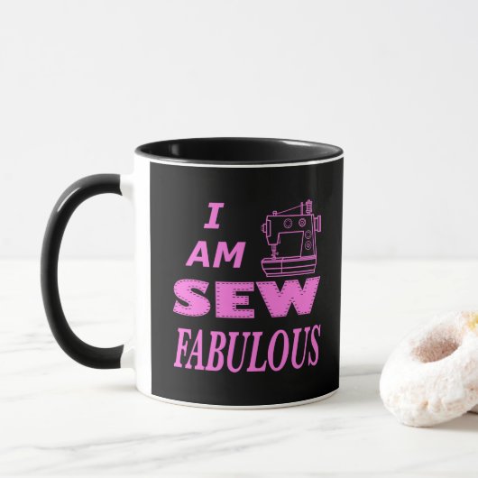 Ich bin fabelhaft in Schwarz und Rosa Tasse (Mit Donut)