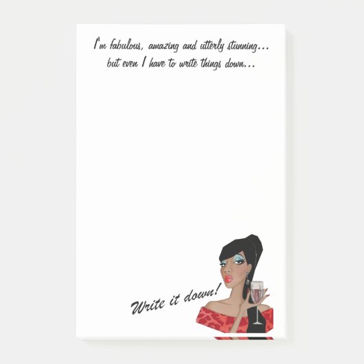 "Ich bin fabelhaft, Phantastisch, Atemberaubend... Post-it Klebezettel (Vorderseite)