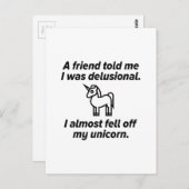 Ich bin fast von meinem Einhorn gefallen Postkarte (Vorne/Hinten)