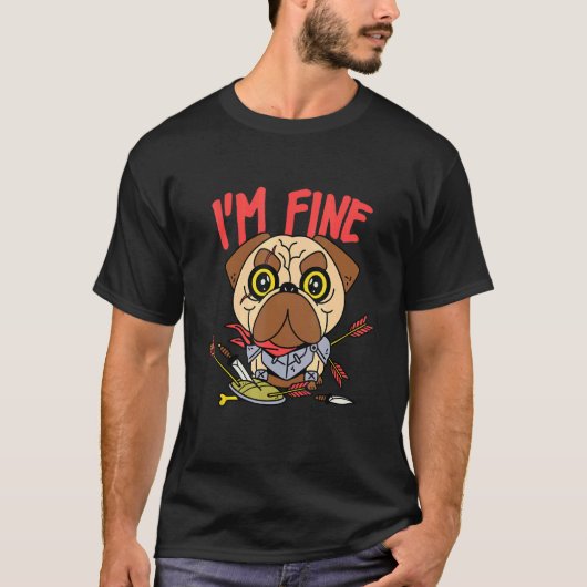 Ich bin fein Bogenschießen Mops Mittelalterlicher T-Shirt (Vorderseite)