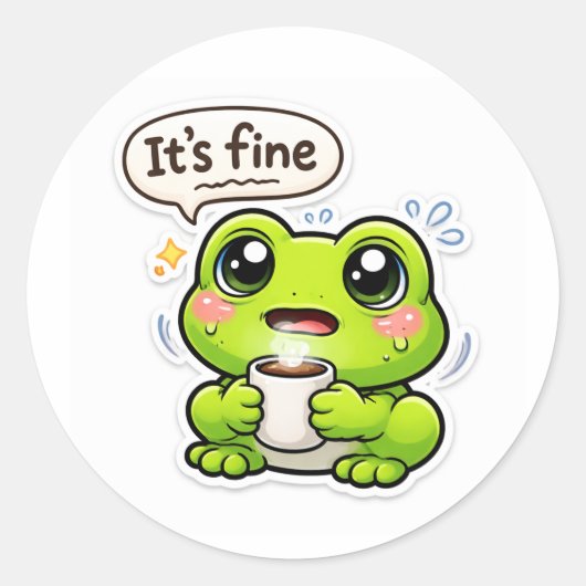 Ich bin fein Frosch Runder Aufkleber (Vorderseite)