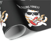 Ich bin Feline Funky Funny Cat Pun Dark BG Geschenkpapier (Rolleneckpunkt)