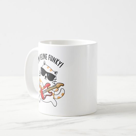 Ich bin Feline Funky Funny Cat Pun Kaffeetasse (Vorderseite Links)