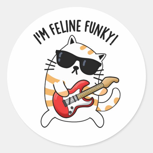 Ich bin Feline Funky Funny Cat Pun Runder Aufkleber (Vorderseite)