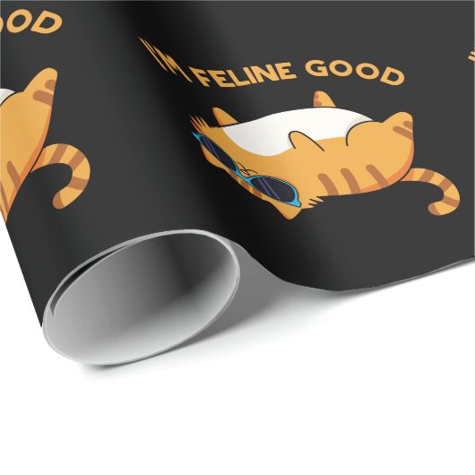 Ich bin Feline Good Funny Fat Cat Pun Geschenkpapier (Rolleneckpunkt)