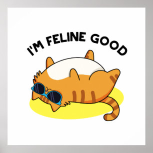 Ich bin Feline Good Funny Fat Cat Pun Poster