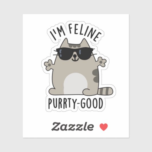 Ich bin Feline Purr-ty Good Funny Cat Pun Aufkleber (Blatt)