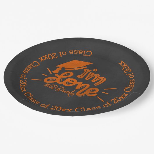 Ich bin fertig - Orange Pappteller (Schrägansicht)