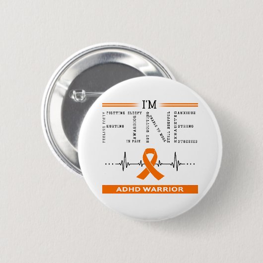 Ich bin Fine ADHD Warrior Button (Vorne & Hinten)