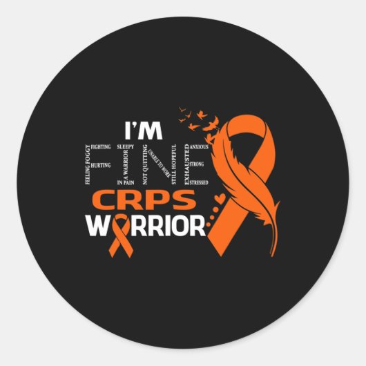 Ich bin Fine CRPS Warrior Awareness Feather Runder Aufkleber (Vorderseite)