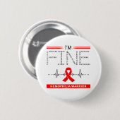 Ich bin Fine Hemophilia Warrior Button (Vorne & Hinten)