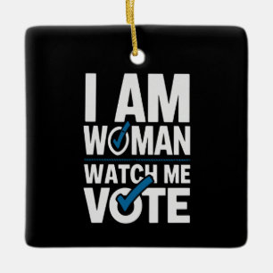 Ich bin Frau, schaut, wie ich wähle, Vintage Keramikornament