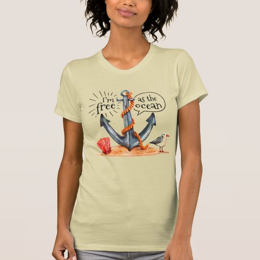 Ich bin frei, als der Ozean Anchor Nautical Graphi T-Shirt (Vorderseite)
