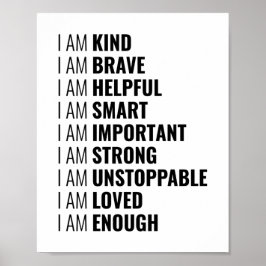 Ich bin freundlich und mutig | Positives Zitat Poster