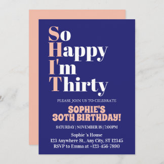 Ich bin froh, dass ich dreissig rosa dreissiges, d einladung