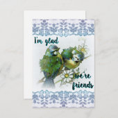 Ich bin froh, dass wir Freunde sind Blauvögel klei Dankeskarte (Vorne/Hinten)