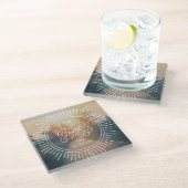 Ich bin für Abenteuer dankbar Glasuntersetzer (Schrägansicht)