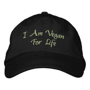Ich bin für das Leben vegan. Grün. Slogan. Bestickte Baseballkappe