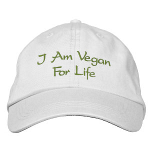 Ich bin für das Leben vegan. Grün. Slogan. Bestickte Kappe