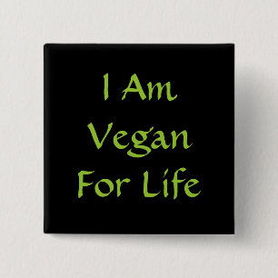 Ich bin für das Leben Vegan. Grün. Slogan. Gesta Button