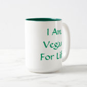 Ich bin für das Leben vegan. Grün. Slogan. Zweifarbige Tasse (VorderseiteRechts)