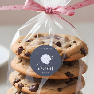 Ich bin für dich Valentine über dem Mond Runder Aufkleber