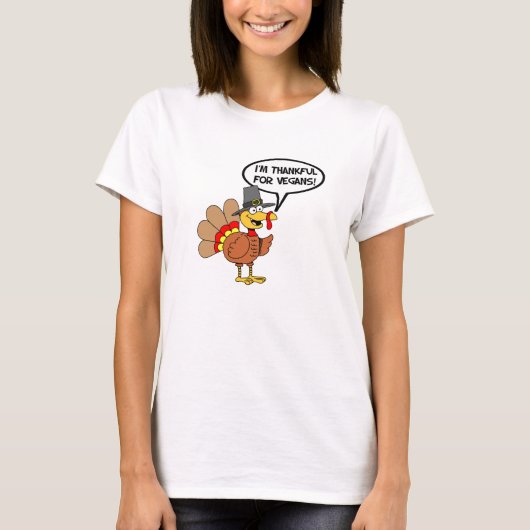 Ich bin für die Vegans-Türkei-Cartoon dankbar T-Shirt (Vorderseite)
