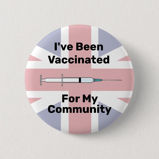 Ich bin für meinen Community Union Jack B geimpft Button (Vorderseite)