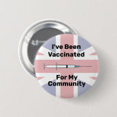 Ich bin für meinen Community Union Jack B geimpft Button (Vorne & Hinten)
