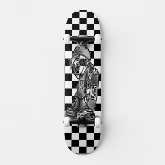 Ich bin G Skater Boy Checkered Skateboard (Vorderseite)